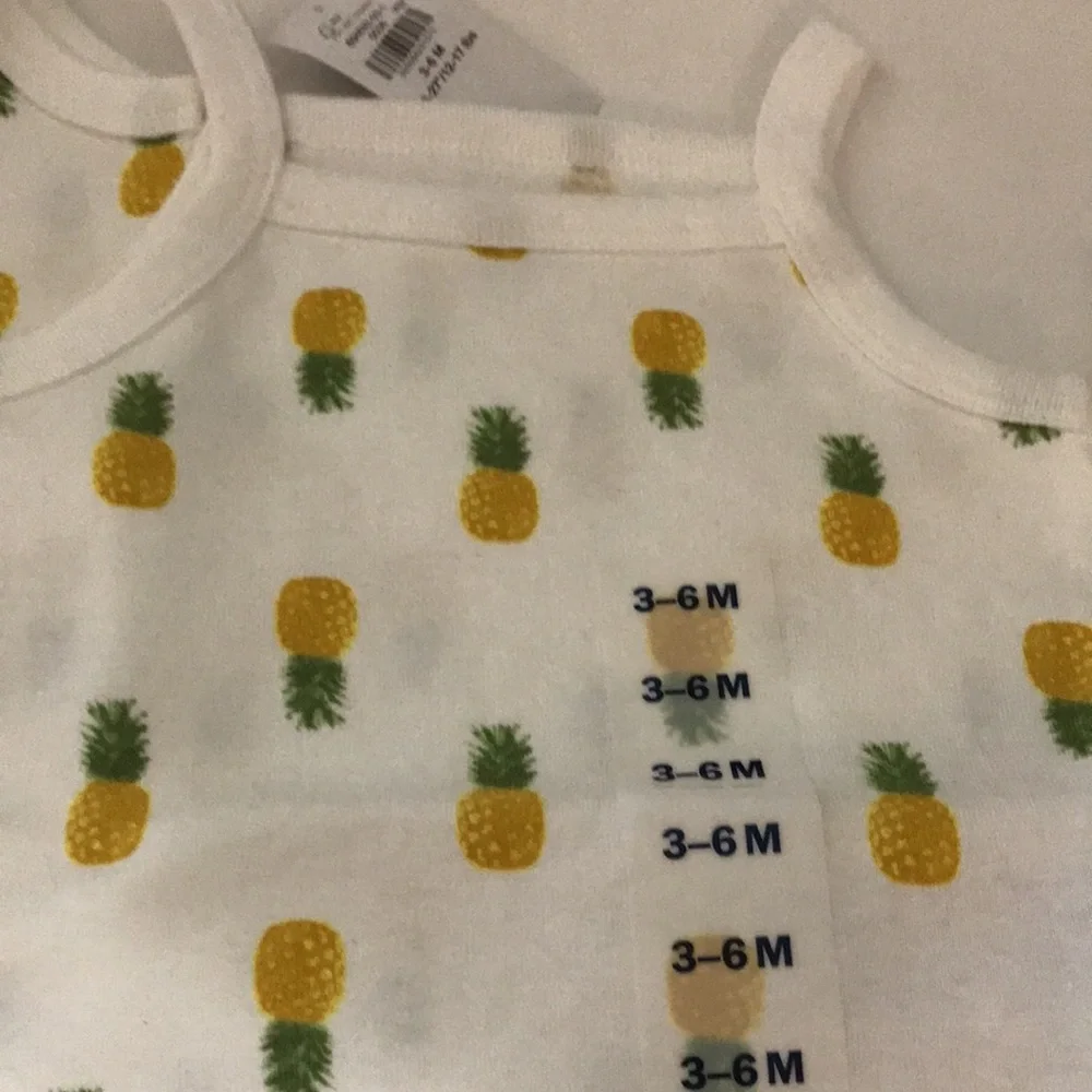 Old Navy Girl’s (Baby) Pineapple Onesies Size 3-6 Months/Bundle of 2 - Picture 2 of 4